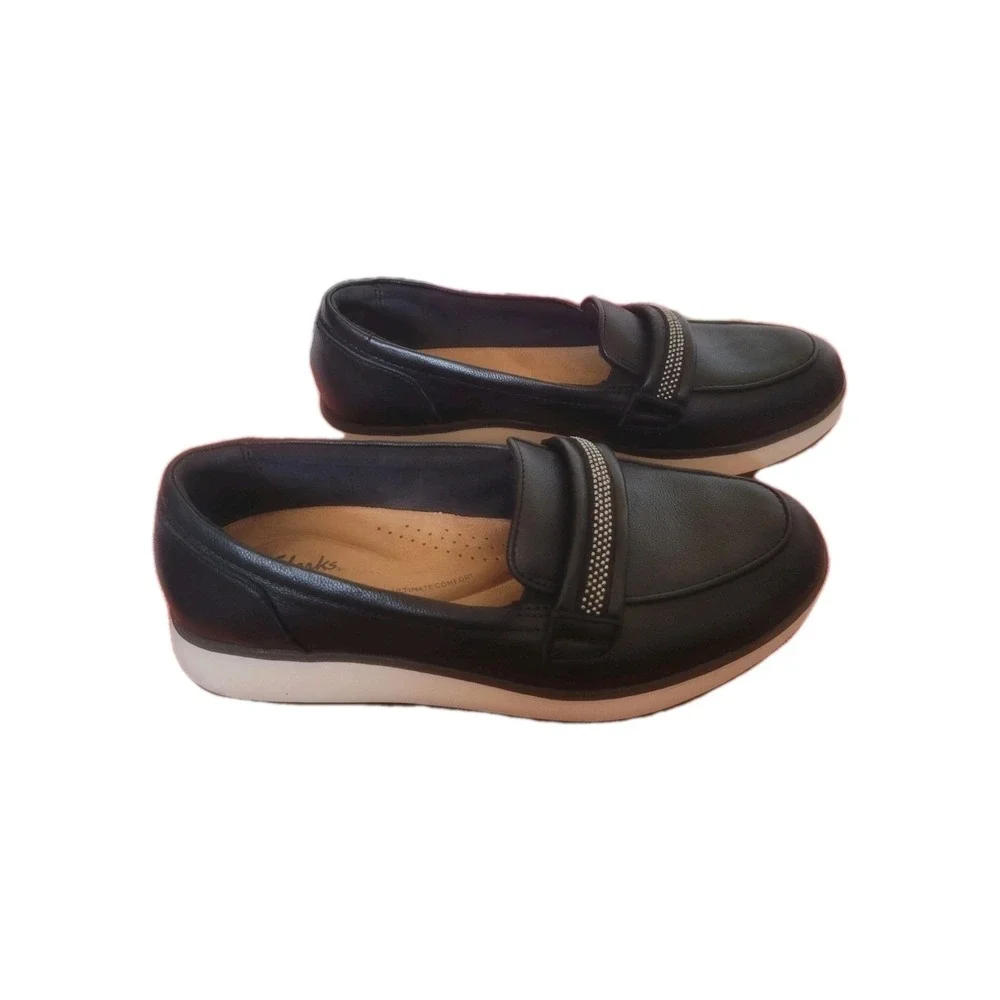 Clarks‎ Collection Women's Black Loafers Size 9.5 M Slip On Comfort Shoes